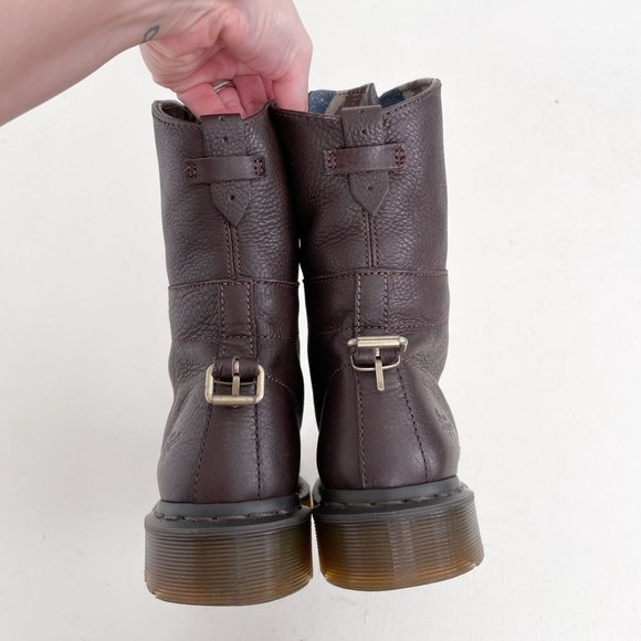Dr. Martens Brown Leather Aimilie Lace Up Fold Over Boots Triumph Women's Size 6 - Picture 6 of 12